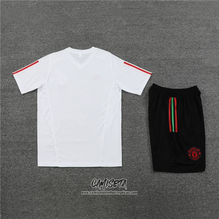Chandal del Manchester United 2023-2024 Manga Corta Blanco - Pantalon Corto